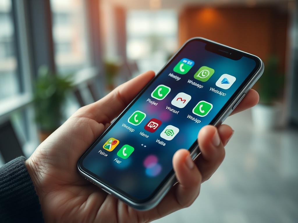 Close up shot of a hand holding a smartphone displaying